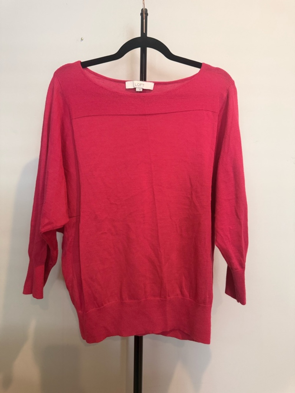 LOFT Bright Pink Scoop Neck Lightweight Sweater